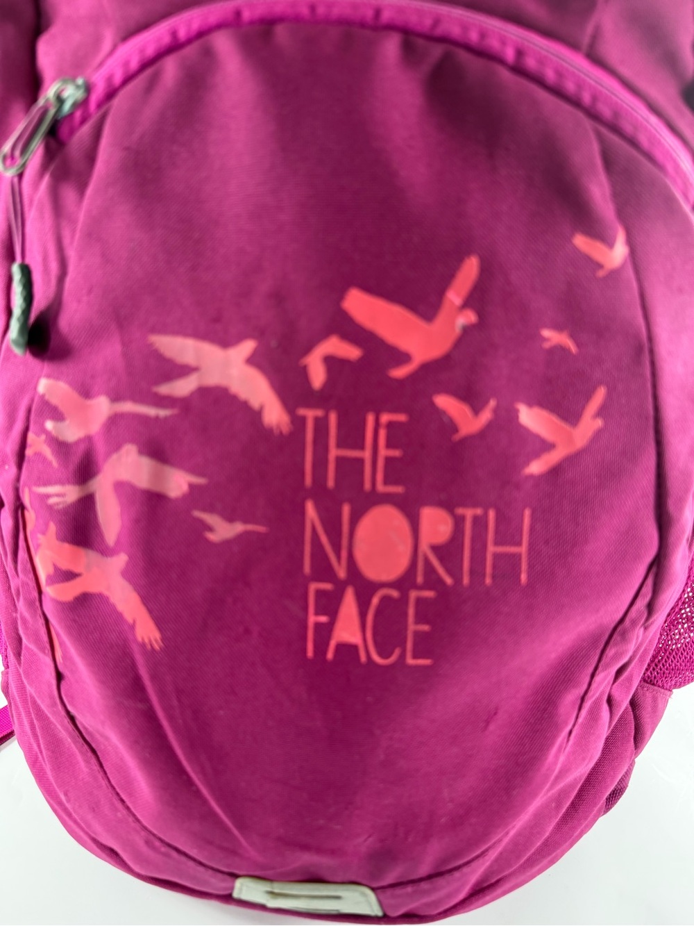 The North Face Haystack Backpack Pink Bird Print School Laptop Travel Bag - Picture 9 of 11